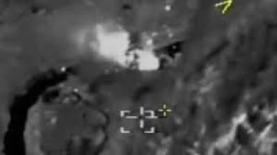 हमले के दौरान ड्रोन से ली गई तस्वीर।